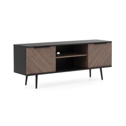 Szafka RTV PARINI – 2 drzwi, 1 półka, nowoczesny design | Czarny Grafit / Captains Deck