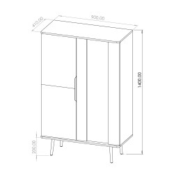 Witryna PARINI – 2 drzwi, 5 półek, hartowane szkło | Czarny Grafit / Captains Deck