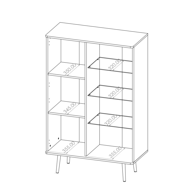 Witryna PARINI – 2 drzwi, 5 półek, hartowane szkło | Czarny Grafit / Captains Deck