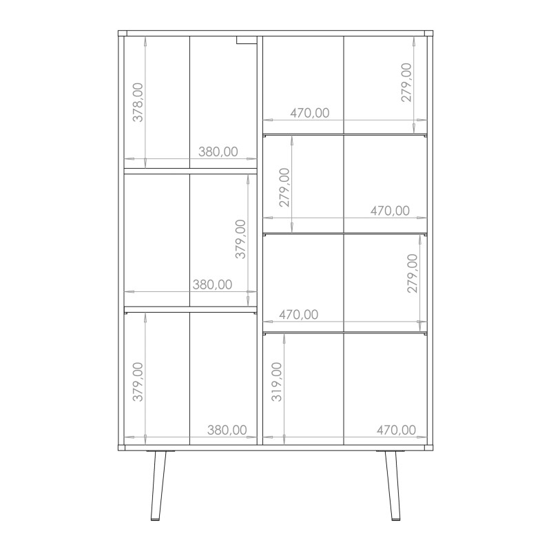 Witryna PARINI – 2 drzwi, 5 półek, hartowane szkło | Czarny Grafit / Captains Deck