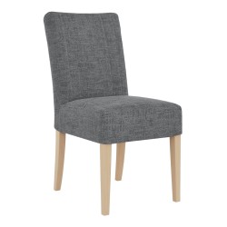 Krzesło tapicerowane FREYA – Bouclé RAVEN, nogi drewniane