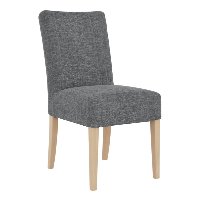 Krzesło tapicerowane FREYA – Bouclé RAVEN, nogi drewniane