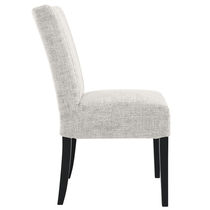 Krzesło tapicerowane FREYA – Bouclé RAVEN, nogi drewniane