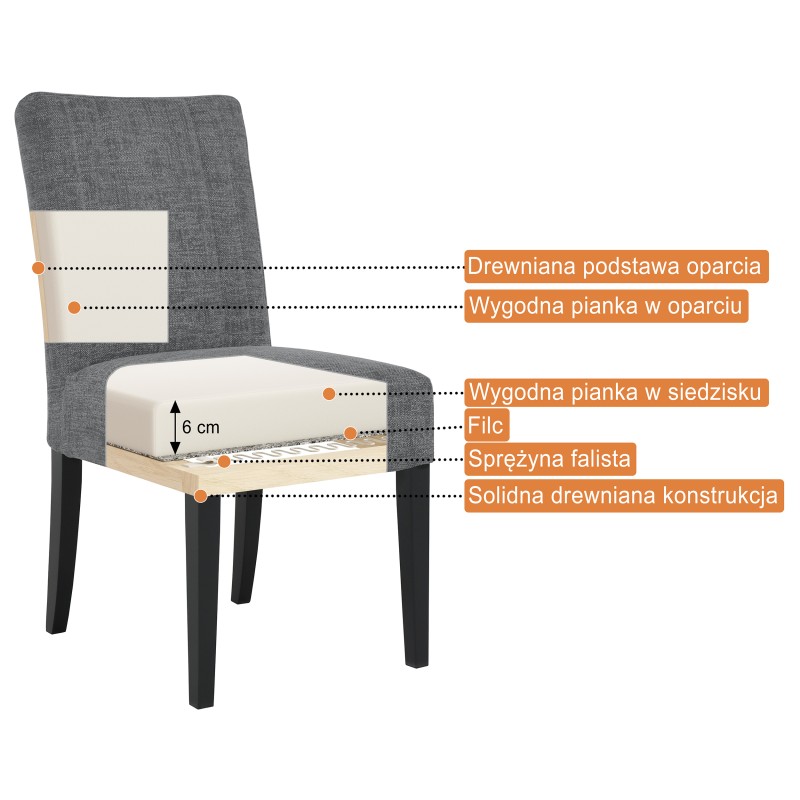 Krzesło tapicerowane FREYA – Bouclé RAVEN, nogi drewniane