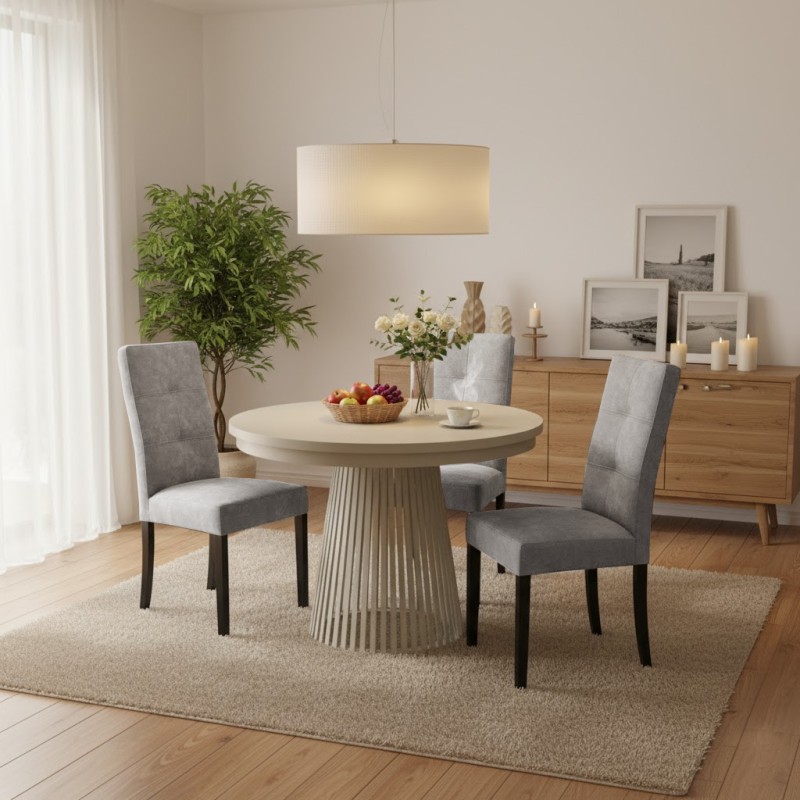 Krzesło tapicerowane SOLIS – drewniane nogi, ekoskóra RANGER