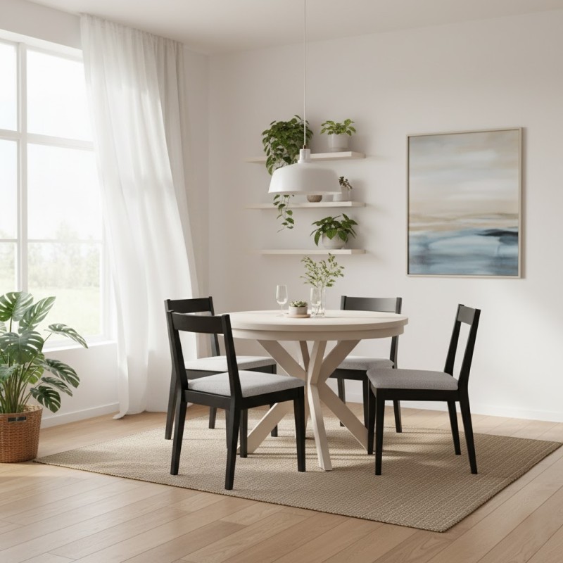 Krzesło tapicerowane MODEN – drewniane nogi, tkanina POLARIS