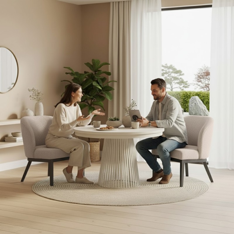 Krzesło tapicerowane LIVA z tkaniny bouclé | QUELLE