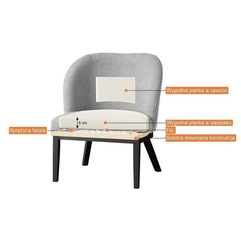 Krzesło tapicerowane LIVA z tkaniny bouclé | QUELLE