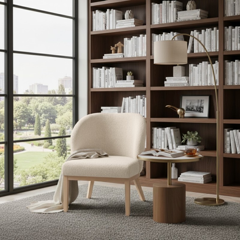 Krzesło tapicerowane LIVA z tkaniny bouclé | QUELLE