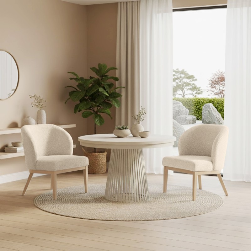 Krzesło tapicerowane LIVA z tkaniny bouclé | QUELLE