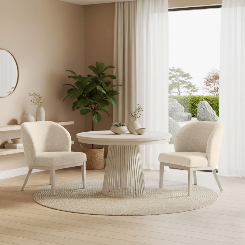 Krzesło tapicerowane LIVA z tkaniny bouclé | QUELLE