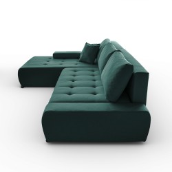 Narożnik z funkcją spania Draco L  Barrel zielony packshot lewy bok