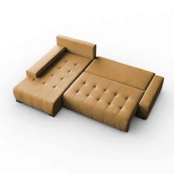 Narożnik z funkcją spania Draco L  Barrel żółty funkcja spania lewy