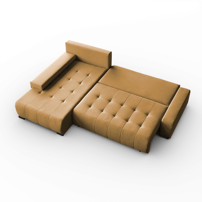 Narożnik z funkcją spania Draco L  Barrel żółty funkcja spania lewy