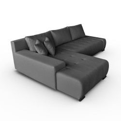 Narożnik z funkcją spania Draco L  Barrel  ciemno szary packshot lewy bok