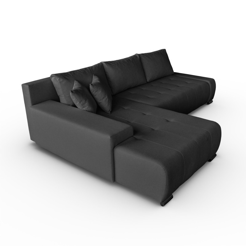 Narożnik z funkcją spania Draco L  Barrel  ciemno czarny packshot lewy bok